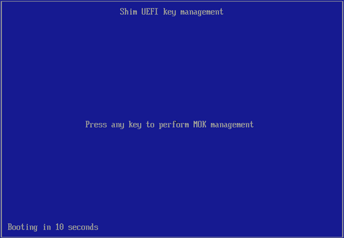 Запустить MOK Manager