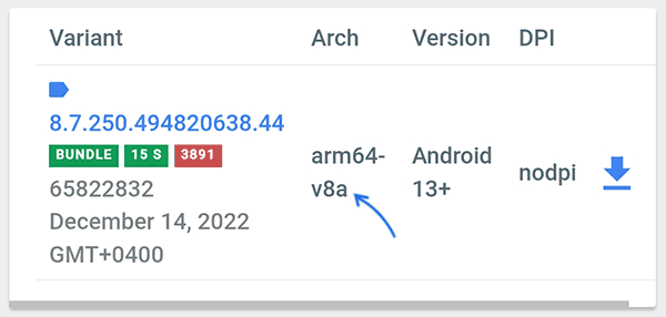 Архитектура процессора для файла APK