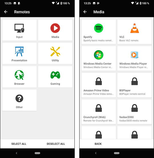 Добавление элементов управления Unified Remote