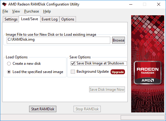 Сохранение данных AMD RAMDisk в образ