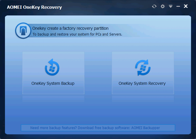Главное окно Aomei OneKey Recovery