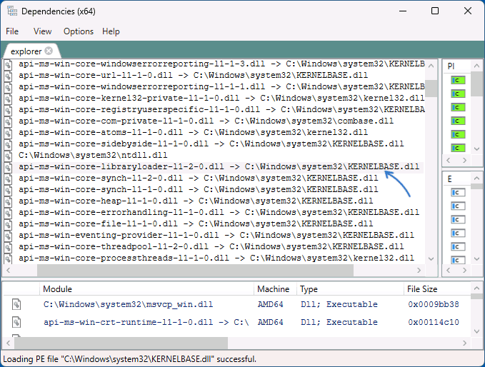 Функции Api-ms-win-core-libraryloader-l1-1-1.dll в Kernelbase.dll
