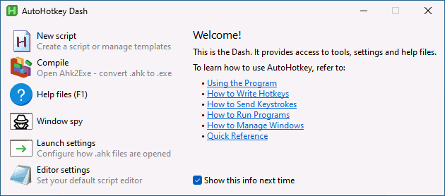Панель управления Autohotkey