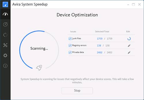 Ускорение системы Avira System Speed Up