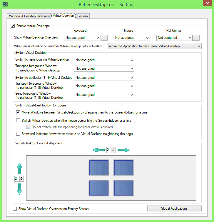 Виртуальные рабочие столы в BetterDesktopTools