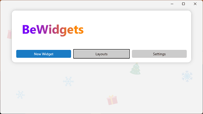 Главное окно BeWidgets