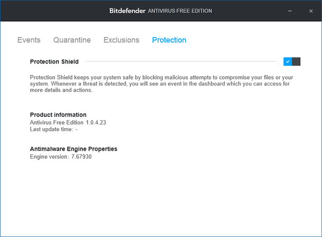 Настройки Bitdefender Free Edition