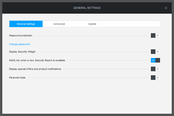 Основные настройки bitDefender