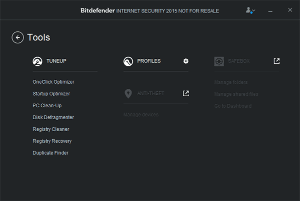 Дополнительные инструменты Bitdefender