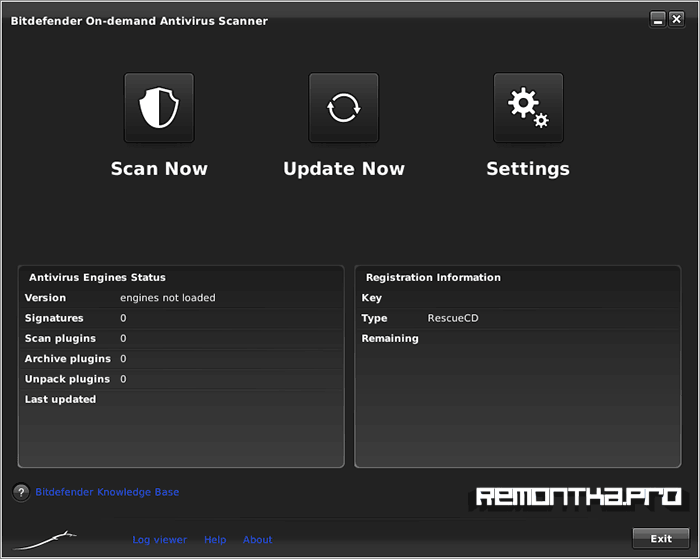 Интерфейс BitDefender Rescue CD