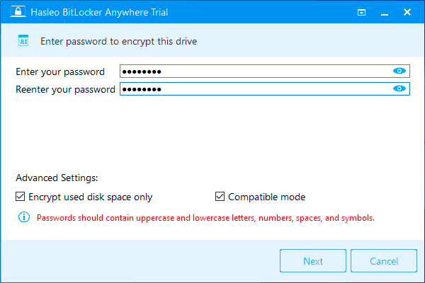 Пароль шифрования BitLocker Anywhere