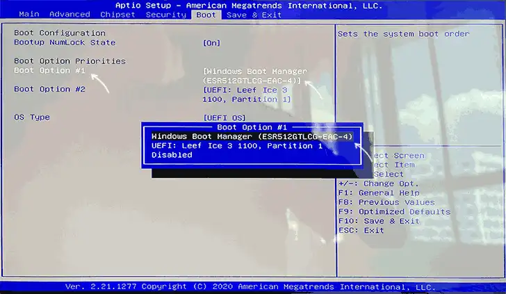 Настройки порядка загрузки в БИОС и UEFI при ошибке