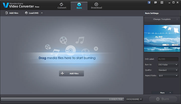 Запись DVD в Wondershare Video Converter
