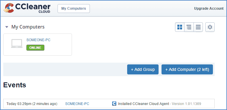 Интерфейс CCleaner Cloud