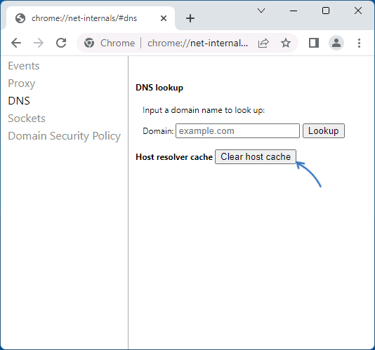 Очистка кэша DNS в Chrome