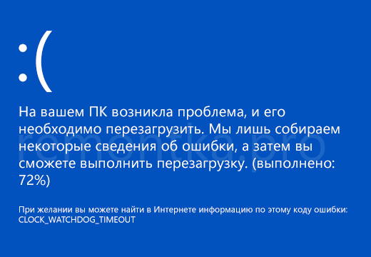 Синий экран смерти CLOCK_WATCHDOG_TIMEOUT