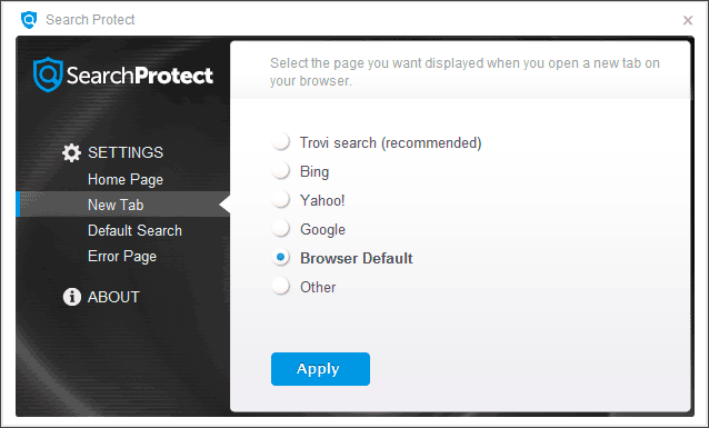 Настройки Search Protect