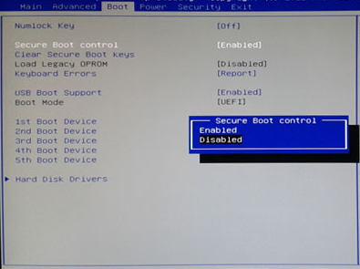 Включение Secure Boot в BIOS