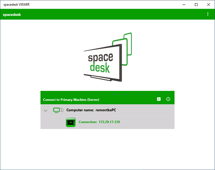 Подключение Spacedesk в Windows
