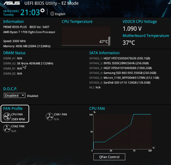 CPU Fan установлен и работает