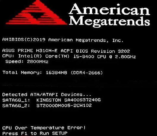 Сообщение CPU Over Temperature Error при загрузке