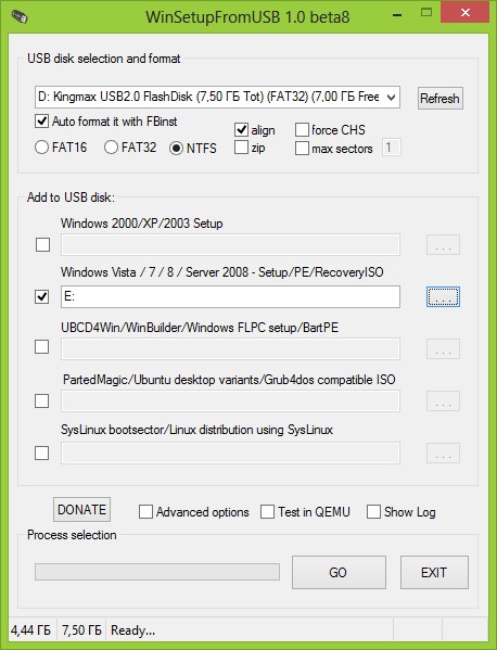 Сделать загрузочную флешку в WinSetupFromUSB