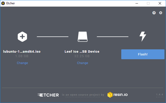 Создать загрузочную флешку в Etcher