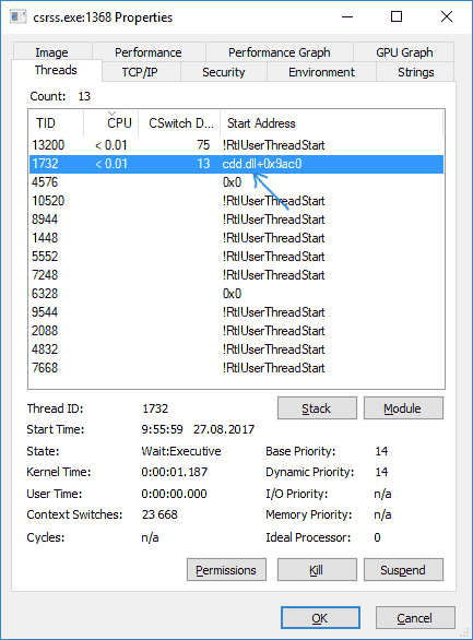 csrss.exe грузит процессор