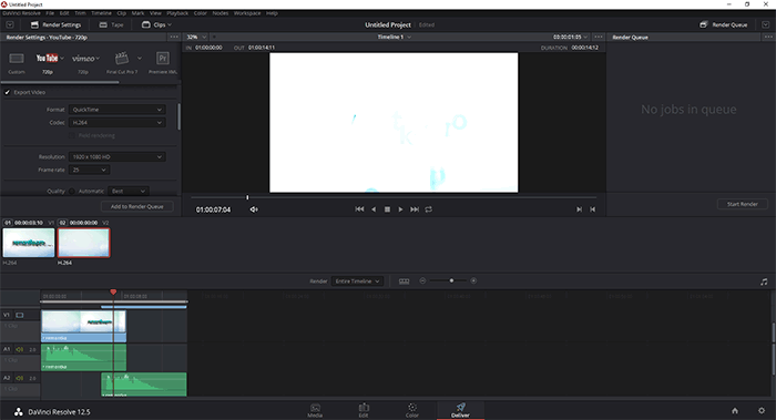 Рендер видео в DaVinci Resolve