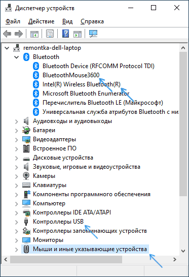Устройства мыши в диспетчере устройств Windows 10