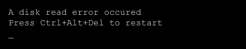 Сообщение об ошибке Disk Read Error Occurred
