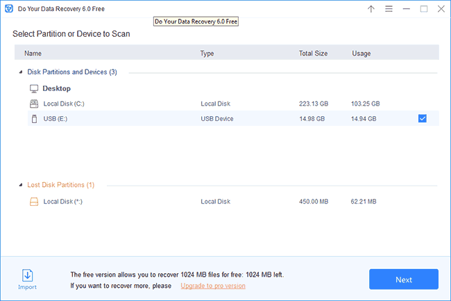 Главное окно Do Your Data Recovery Free
