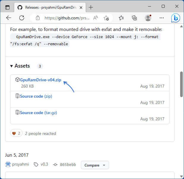 Загрузка GPURamDrive с GitHub