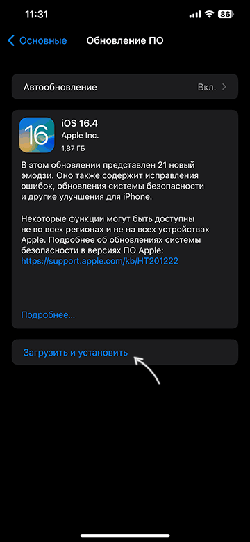 Скачать и установить обновления iPhone
