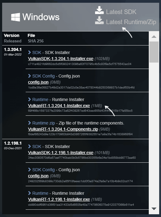 Скачать Vulkan Runtime Libraries
