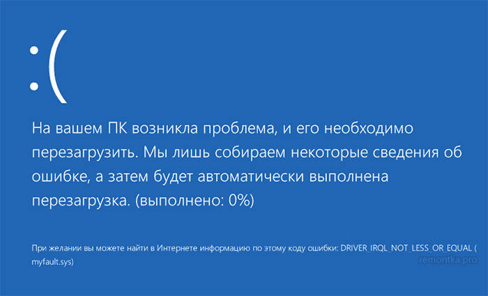 Синий экран с ошибкой driver_irql_not_less_or_equal