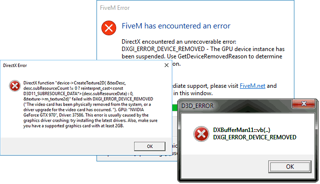 Сообщение об ошибке DXGI_ERROR_DEVICE_REMOVED