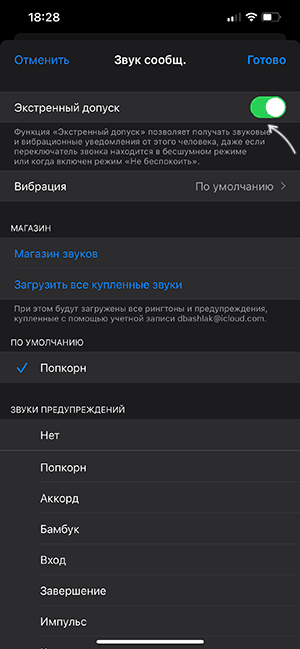 Включить экстренный допуск для сообщений на iPhone