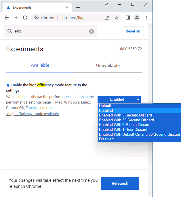 Включение экономии памяти в Chrome