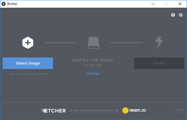 Главное окно Etcher