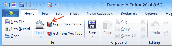 Извлечение аудио в Audio Editor