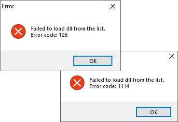 Сообщения об ошибках Как исправить ошибку Failed to load dll from the list