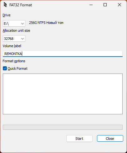 Утилита FAT32 Format