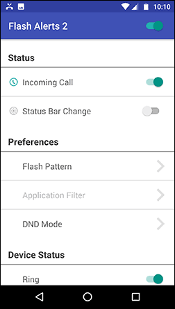 Вспышка на звонок в Flash Alerts 2