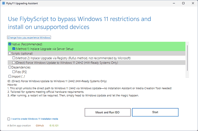 Варианты обновления Windows 11 в Flyby11