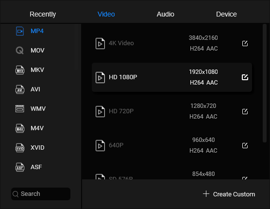 Форматы в MiniTool Video Converter Free