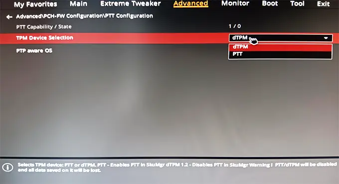 Выбор между fTPM и dTPM