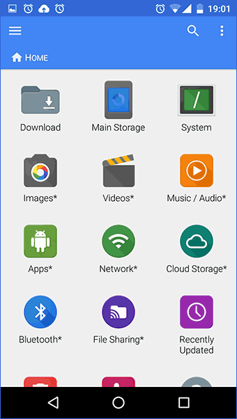 Главное меню FX File Explorer