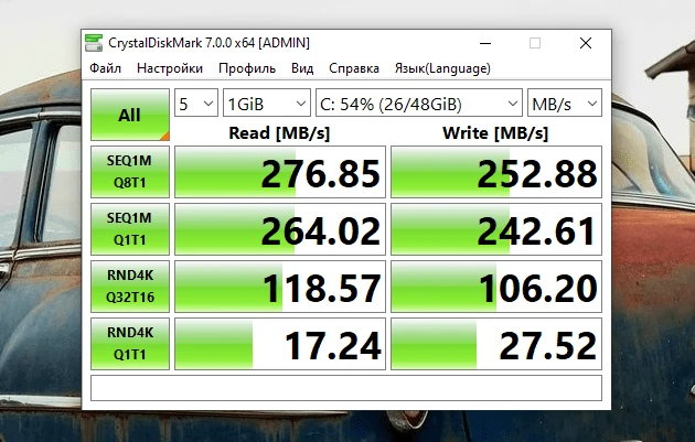 Результати Crystal Disk Mark для SSD