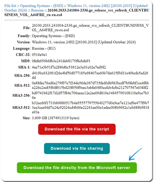 Загрузка ESD Windows 11